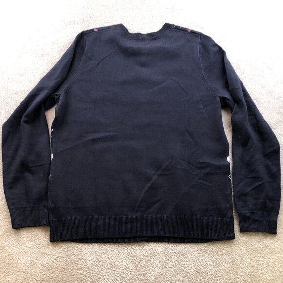 Croft & Barrow Womens Cardigan Sweater Medium Argyle Pattern Crew Neck Casual - Picture 8 of 8